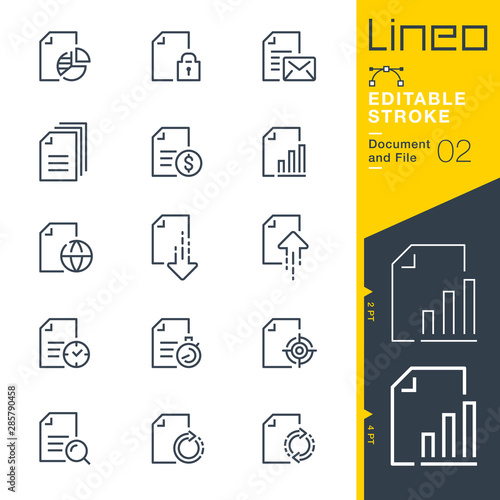 Lineo Editable Stroke - Document and File line icons