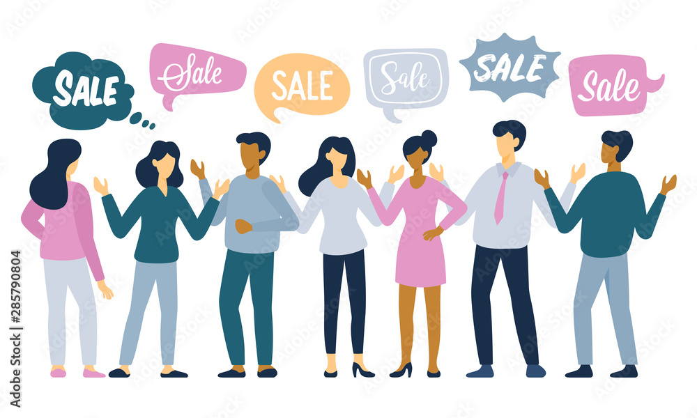 Sale concept for graphics design, marketing and product promotion with people characters. Sale concept for graphics design, marketing and product promotion with people characters.