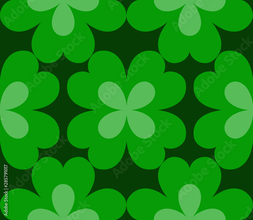 Seamless pattern with ornament from clover leaves. St. Patrick's day cards, invitations to parties, menus, wallpapers, holiday sales, print bags, t-shirts, advertising workshops, etc.