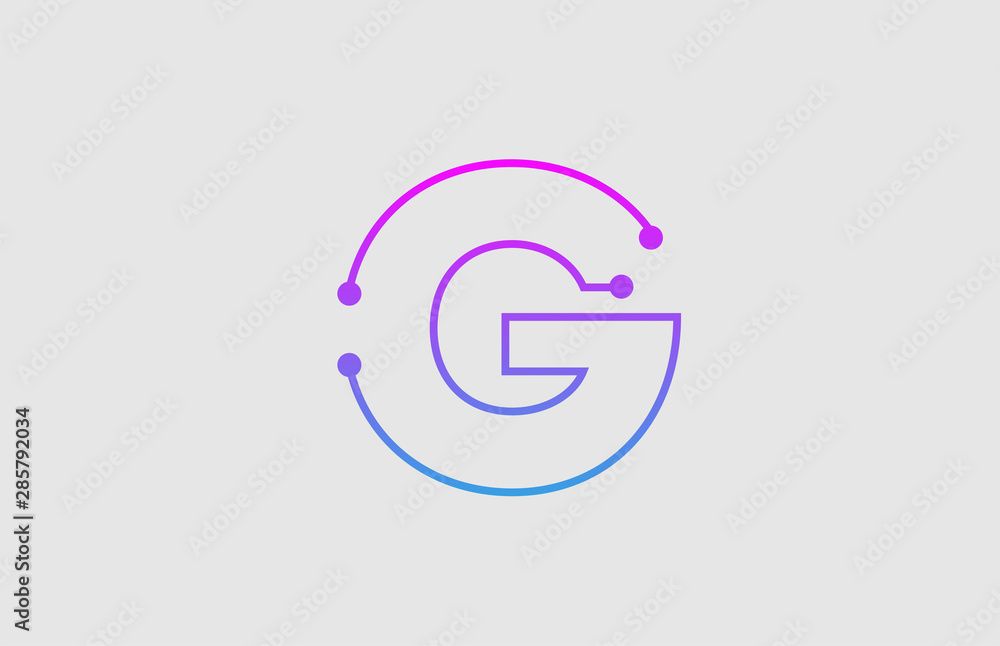 alphabet letter G logo design with colors pink and blue alphabet letter G logo design with colors pink and blue