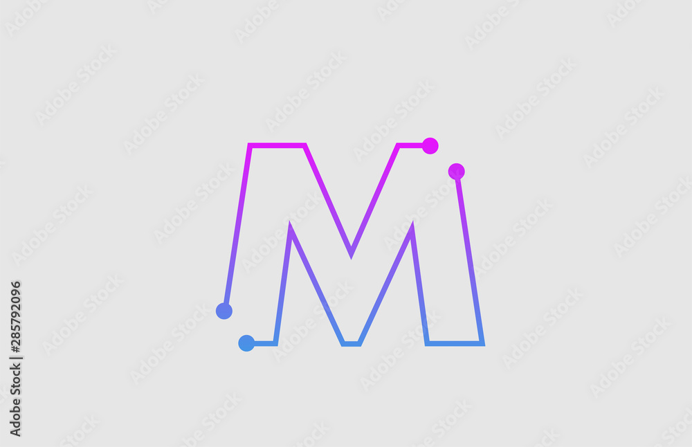 alphabet letter M logo design with colors pink and blue alphabet letter M logo design with colors pink and blue