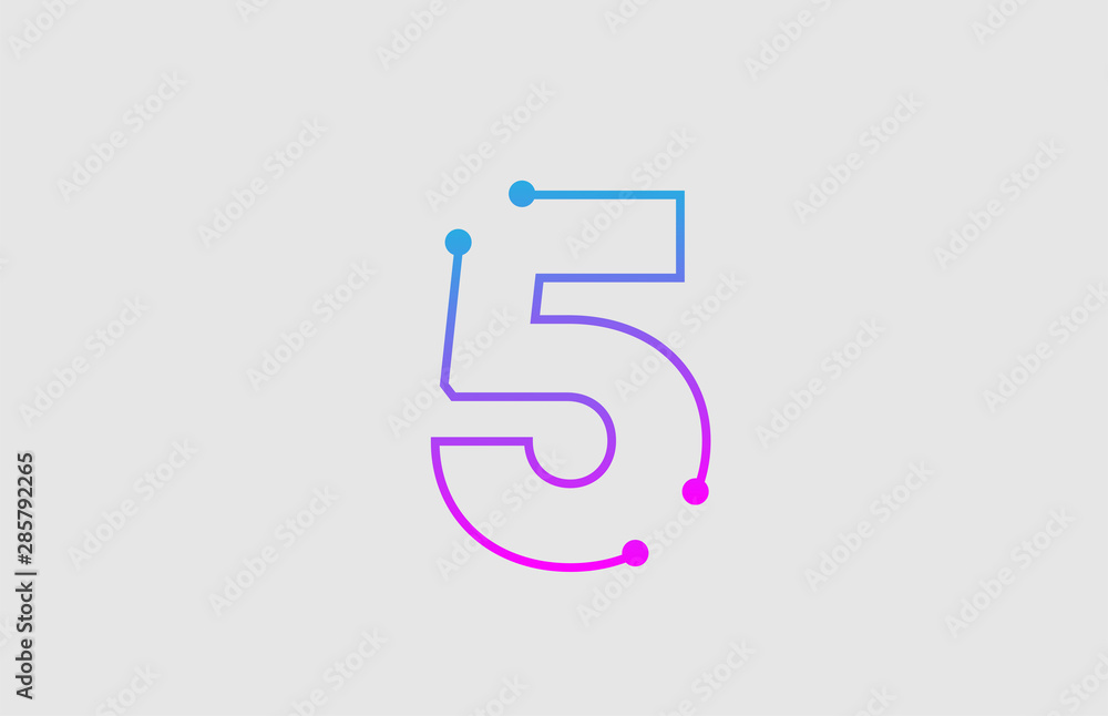 number 5 logo design with colors pink and blue number 5 logo design with colors pink and blue