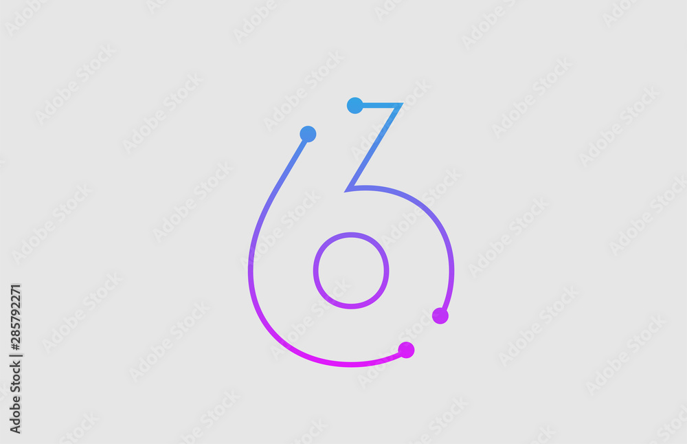 number 6 logo design with colors pink and blue number 6 logo design with colors pink and blue
