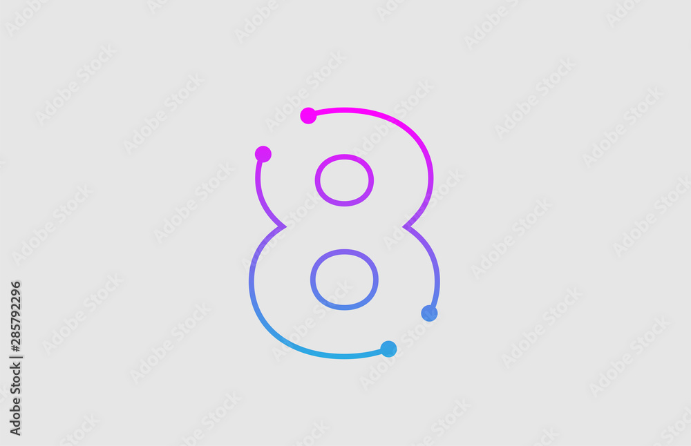 number 8 logo design with colors pink and blue number 8 logo design with colors pink and blue