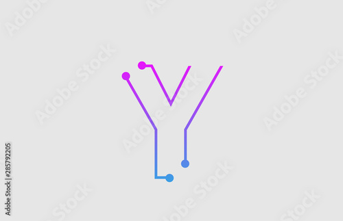 alphabet letter Y logo design with colors pink and blue