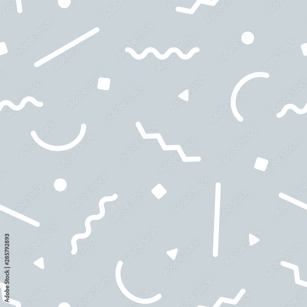 Geometric vector seamless pattern. Hipster fashion Memphis style. Geometric background in retro 80s style Geometric vector seamless pattern. Hipster fashion Memphis style. Geometric background in retro 80s style