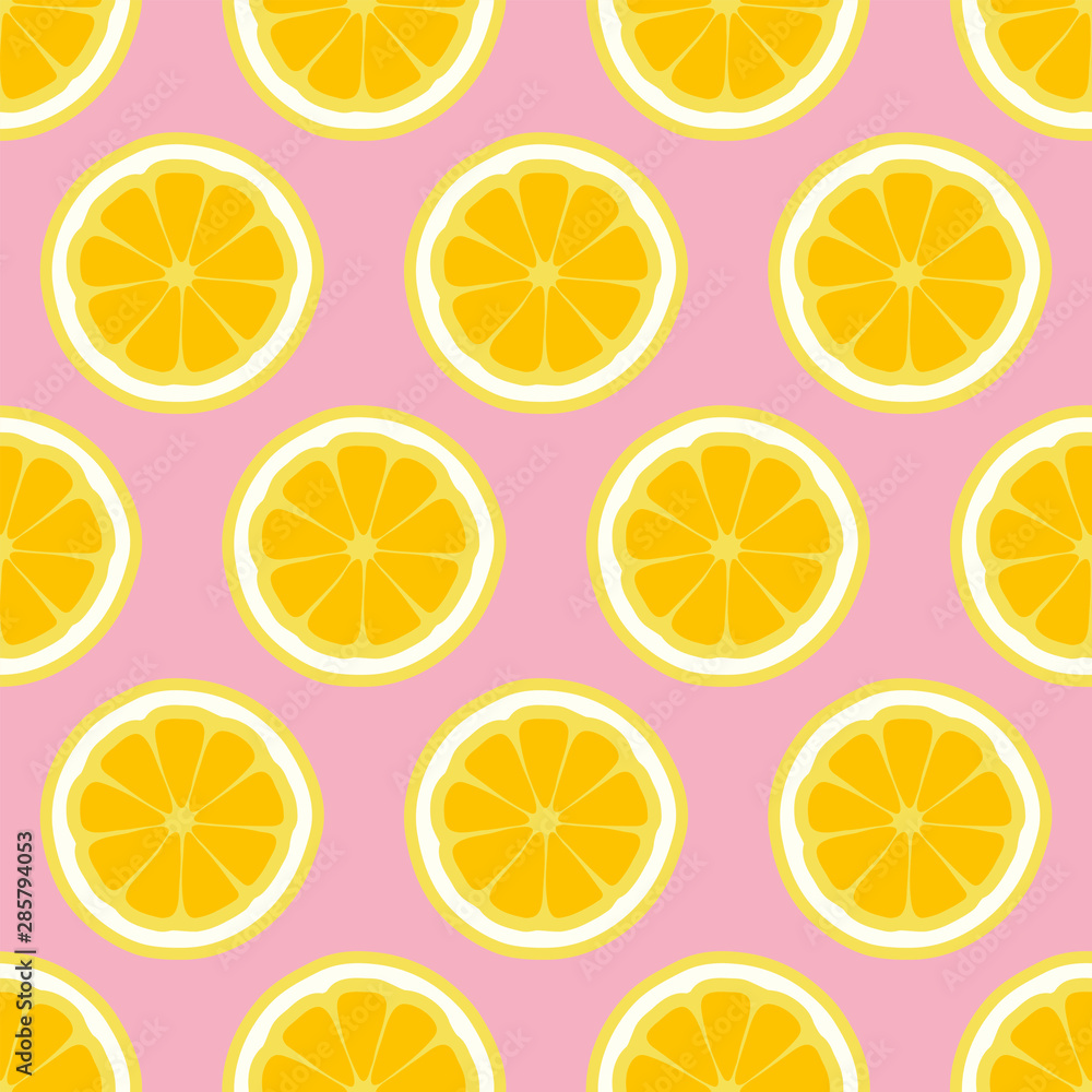 Oranges seamless pattern. Vector illustration. Orange slices citrus background