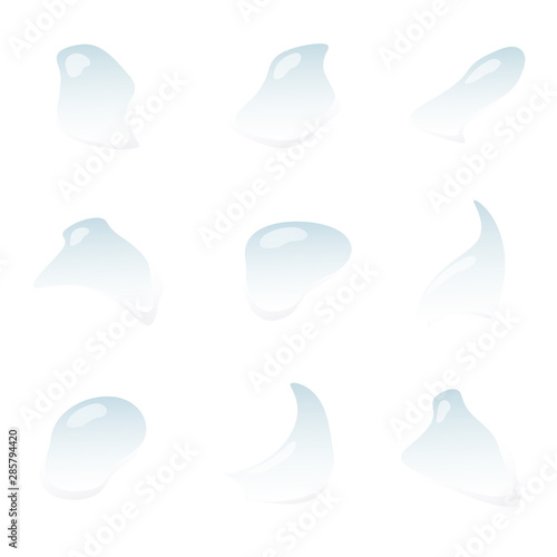 Different shape of waterdrops vector isolated on white background, Glass bubble drop condensation surface, element design clean crystal drop splash ep5