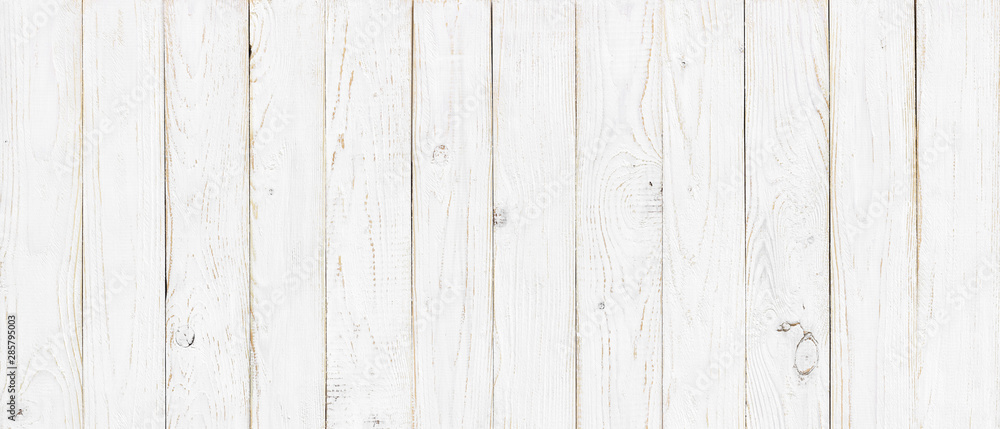 Fototapeta premium white wood texture background, wide wooden plank panel pattern