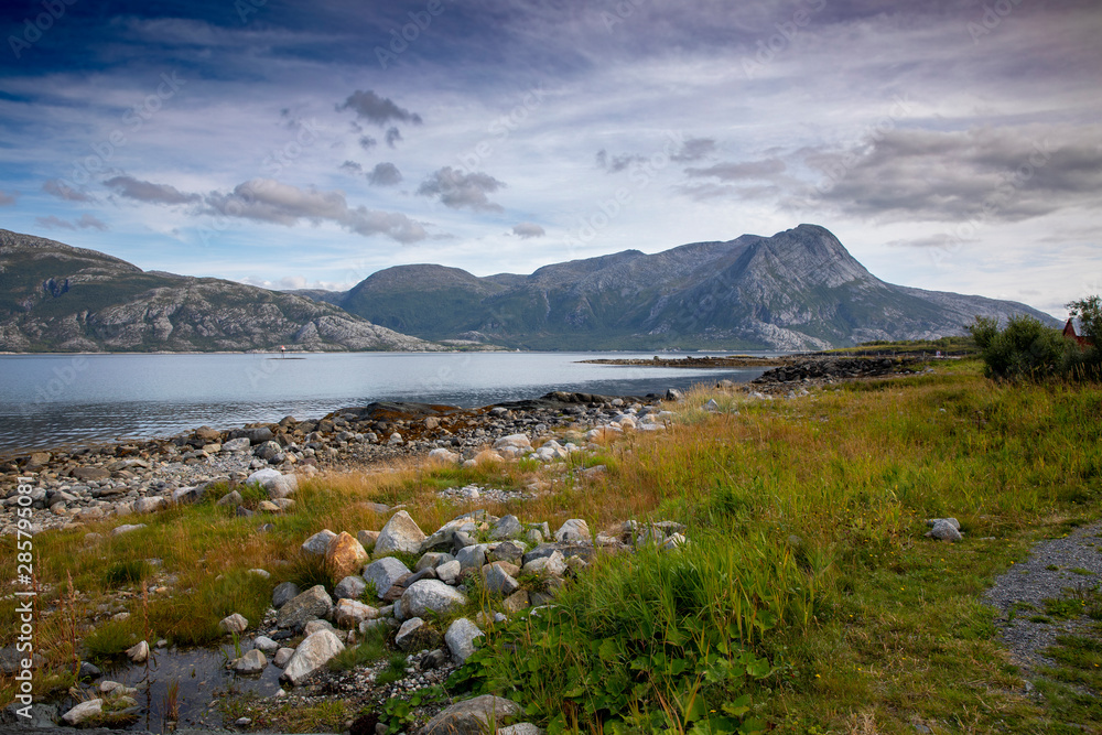 Landscape with mountains and clouds in Northern Norway