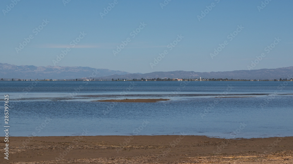 View from el Trabucador beach in the natural park of Delta del Ebro in Spain View from el Trabucador beach in the natural park of Delta del Ebro in Spain