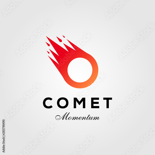 letter O comet meteor logo vector icon illustration design