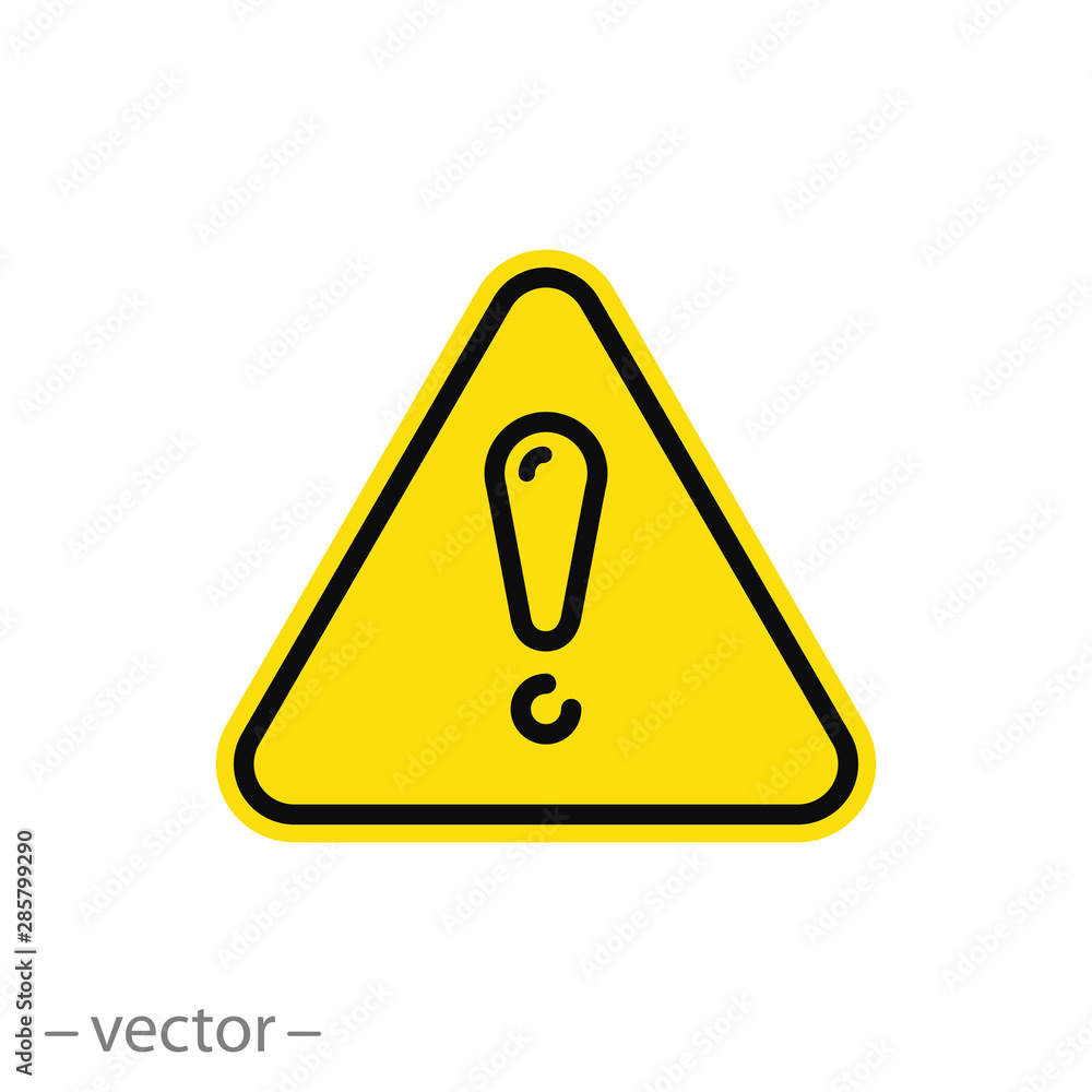 yellow warn icon, danger or warning sign, important, thin line web symbol on white background - editable stroke vector illustration eps10 yellow warn icon, danger or warning sign, important, thin line web symbol on white background - editable stroke vector illustration eps10