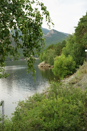 Panoramic view on lake in the mountains 