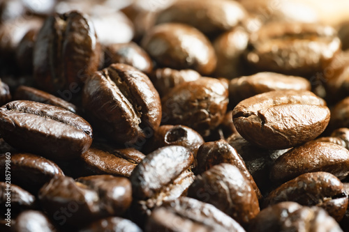 Roasted coffee beans close up. Background texture. © TimeShops