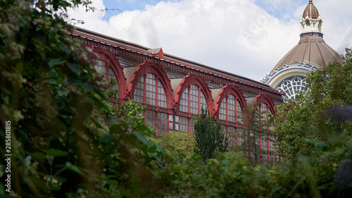 old Train station building Antwerp Belgium. Industrial with lots of windows and dome 