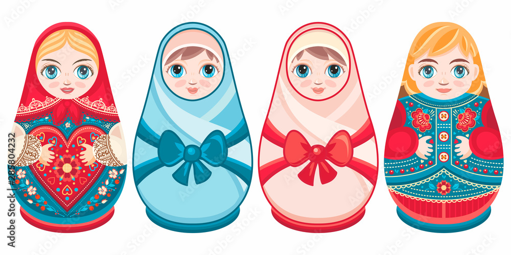 Russian nesting dolls Matryoshka. Babushka doll Stock Vector