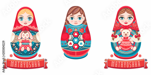 Russian nesting dolls Matryoshka. Babushka doll