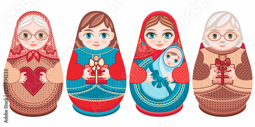 Russian nesting dolls Matryoshka. Babushka doll photo