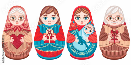 Russian nesting dolls Matryoshka. Babushka doll