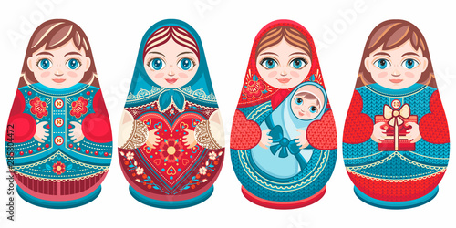 Russian nesting dolls Matryoshka. Babushka doll