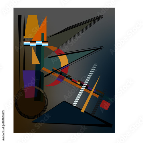 composition of abstract colorful shapes on  gray background