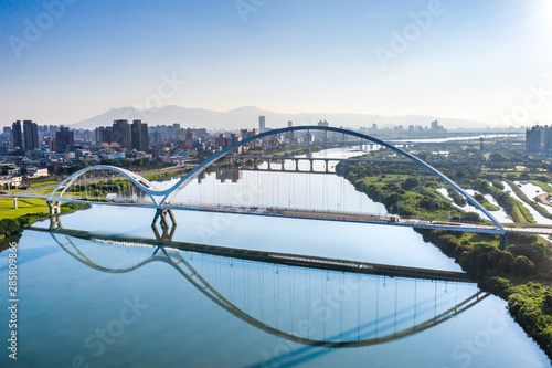 Crescent Bridge - landmark of New Taipei, Taiwan with beautiful