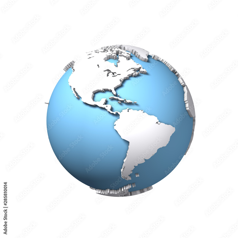 3Dレンダリングによる青と白の地球