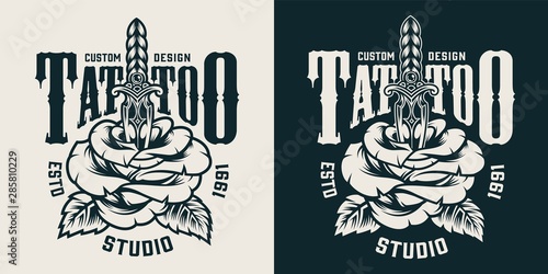 Monochrome tattoo studio badge
