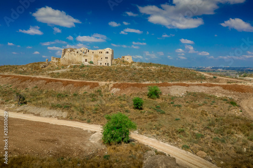 Migdal Tzedek Crusade fortress ruin in Israel near Petach Tiqwa