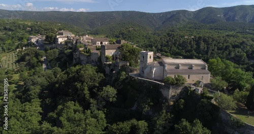 Ménerbes, aerial back flight, Vaucluse, labelled Les Plus Beaux Villages de France photo