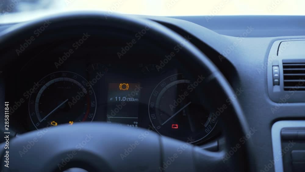 modern navigation bar in the car. arrow speed indicator rolls over. 4K modern navigation bar in the car. arrow speed indicator rolls over. 4K