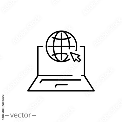 go to web icon, website, internet, computer thin line web symbol on white background - editable stroke vector illustration eps10