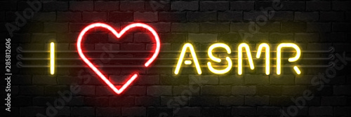 Vector realistic isolated neon sign of I love ASMR logo for template decoration and covering on the wall background.
