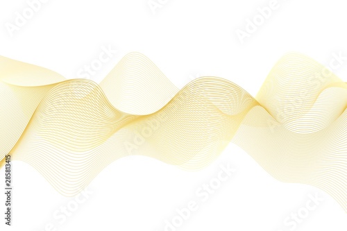 Wave of many gold lines. Golden abstract modern wavy line. Fashion modern stream.