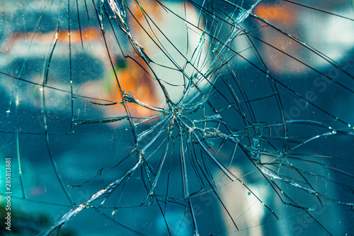 broken car windshield as background photo