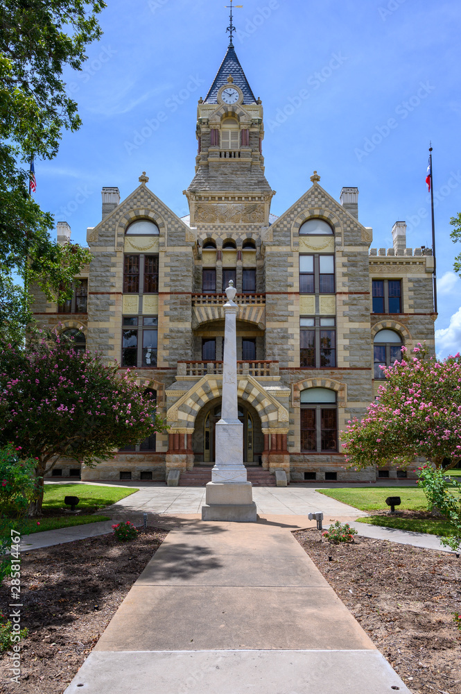 Fototapeta premium Town Square and Historic Fayette County Courthouse built in 1890. La Grange City in Fayette County in Southeastern Texas, United States