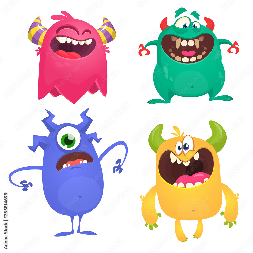 Funny cartoon monsters set. Halloween vector illustration Funny cartoon monsters set. Halloween vector illustration
