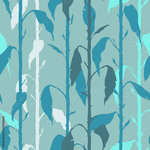 Decorative floral seamless pattern with vertical parallel stems. 