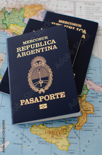 Three passports of Argentina. travel the world.