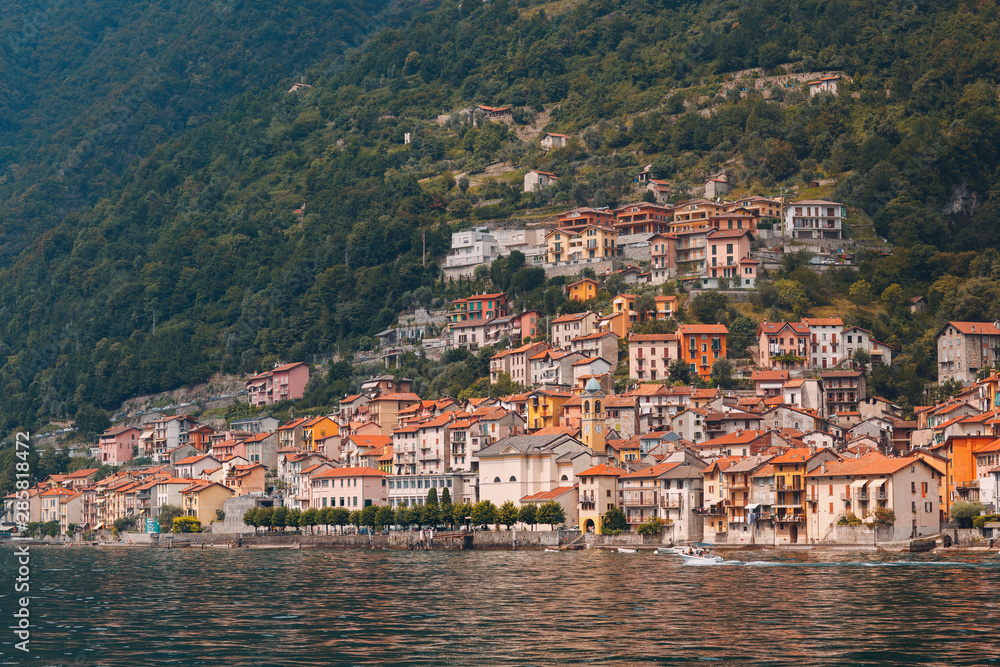 Little Italian town on coast Lake Como, Italy