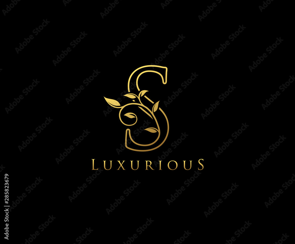 Letter S Logo Icon . Initial Letter S Design Vector Luxury Gold Color.Print monogram initials line art sign symbol. Letter S Logo Icon . Initial Letter S Design Vector Luxury Gold Color.Print monogram initials line art sign symbol.