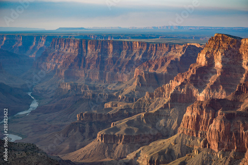Landscape showing off the beautiful colors of the Grand Canyon and the river that runs through it