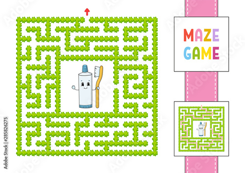 Maze. Game for kids. Funny labyrinth. Education developing worksheet. Activity page. Puzzle for children. Cute cartoon style. Riddle for preschool. Logical conundrum. Color vector illustration.