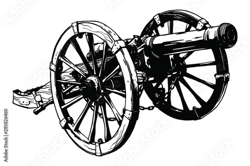 18 century howitzer. Old weapon. 