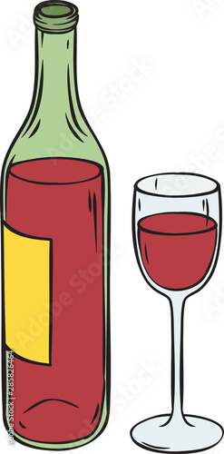 Red Wine Bottle and Glass