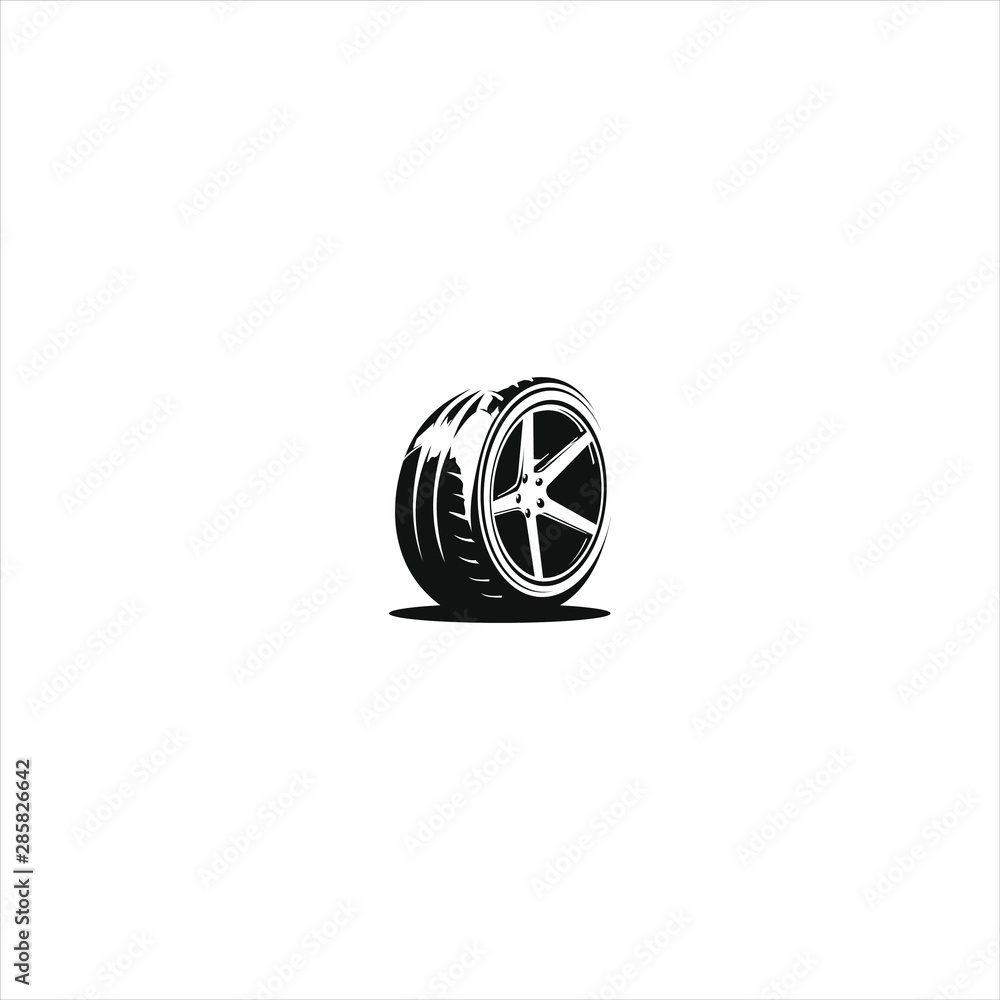 classic racing tires silhouette vector in black color. automotive logo template. and TOP REIFEN means top tires in Germany.