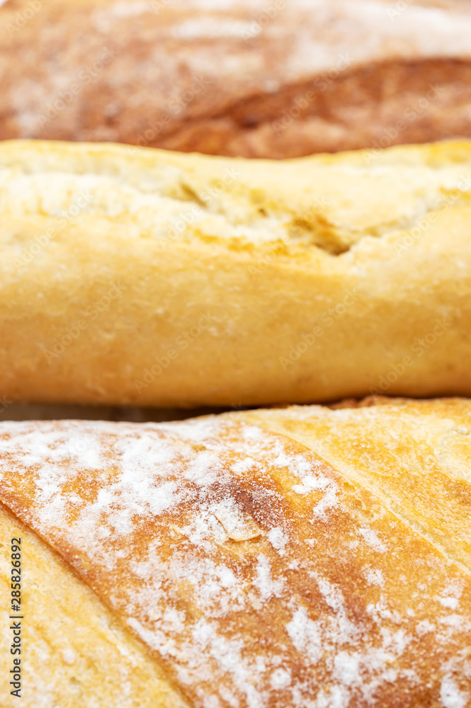 Different kind of breads. Close up. Food background.