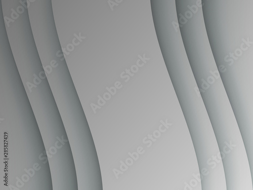 Modern paper art cartoon abstract gray and white water waves. Realistic trendy craft style. Origami design template