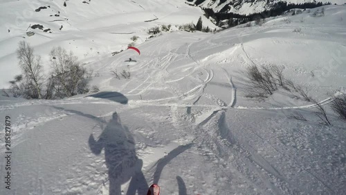 Flying down the lower part of the 12er Kogel in Saalbach Hinterglemm. photo